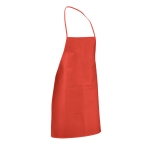 Non-woven cooking apron with pocket and straps red colour