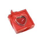 Heart shaped candle & glass stand for Valentine's Day red colour