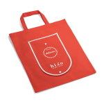 Foldable non-woven bag with carry handles, 80 g/m² red colour image with logo 4