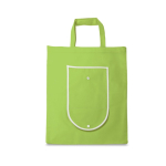 Foldable non-woven bag with carry handles, 80 g/m² light-green colour