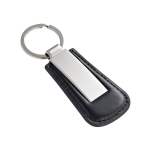 Rectangular keyring made of metal and faux leather, Charm black colour