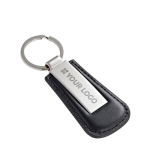 Rectangular keyring made of metal and faux leather, Charm main view