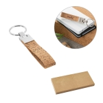 Elegant keyring made of cork and metal, Cork various colours