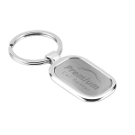 Metal keyring, Ovaloid matt silver colour image with logo