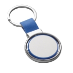 Rotatable keyring coloured faux leather strap blue colour