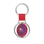 Rotatable keyring coloured faux leather strap red colour image with logo 2