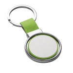 Rotatable keyring coloured faux leather strap light-green colour