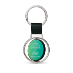 Rotatable keyring coloured faux leather strap image with logo