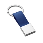 Keyring faux leather with metal details, Downtown blue colour