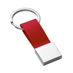 Keyring faux leather with metal details, Downtown red colour