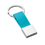 Keyring faux leather with metal details, Downtown light blue colour