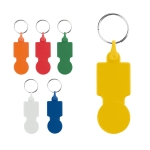 Keyring with coin for shopping cart, Square various colours