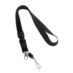 Lanyard with removable buckle and clip for USB black colour