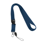 Lanyard with removable buckle and clip for USB blue colour