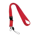 Lanyard with removable buckle and clip for USB red colour