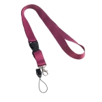 Lanyard with removable buckle and clip for USB violet colour