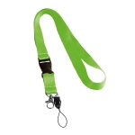 Lanyard with removable buckle and clip for USB light-green colour