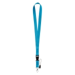 Lanyard with removable buckle and clip for USB light blue colour first view