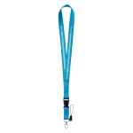 Lanyard with removable buckle and clip for USB light blue colour image with logo 2