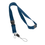 Lanyard with buckle and safety clasp, Doubleclip Extra blue colour