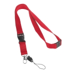 Lanyard with buckle and safety clasp, Doubleclip Extra red colour