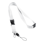 Lanyard with buckle and safety clasp, Doubleclip Extra white colour