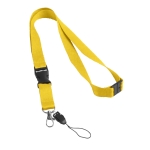 Lanyard with buckle and safety clasp, Doubleclip Extra yellow colour