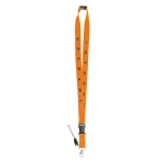 Lanyard with buckle and safety clasp, Doubleclip Extra orange colour image with logo 2