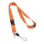 Lanyard with buckle and safety clasp, Doubleclip Extra orange colour