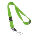 Lanyard with buckle and safety clasp, Doubleclip Extra light-green colour