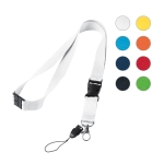 Lanyard with buckle and safety clasp, Doubleclip Extra various colours