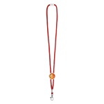 Lanyard with drawstring & carabine, Cord red colour image with logo 2