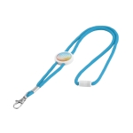 Lanyard with drawstring & carabine, Cord light blue colour image with logo