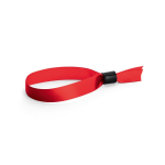 Soft, glossy satin event wristband with secure fastening red colour