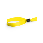 Soft, glossy satin event wristband with secure fastening yellow colour