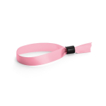 Soft, glossy satin event wristband with secure fastening pink colour