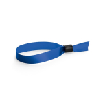 Soft, glossy satin event wristband with secure fastening royal blue colour