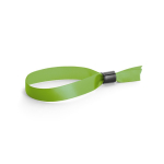 Soft, glossy satin event wristband with secure fastening light-green colour