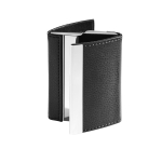 Double-sided metal & imitation leather card case black colour