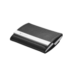 Double-sided metal & imitation leather card case black colour image with logo 4