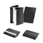 Double-sided metal & imitation leather card case various colours