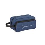 Lined toiletry bag for men made of 300D HD, Trend blue colour image with logo