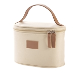 Toiletry bag, imitation leather, microfiber beige colour