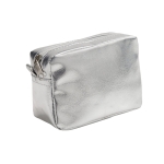 Cosmetic bag for women with metallic finish made of PVC matt silver colour