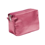 Cosmetic bag for women with metallic finish made of PVC fuchsia colour