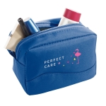 Affordable toiletry bag made of microfibres with zip, Pocket royal blue colour image with logo 2