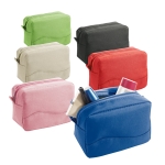 Affordable toiletry bag made of microfibres with zip, Pocket various colours