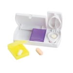 Pill box with compartment and pill cutter white colour third view