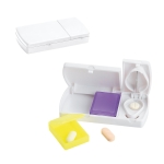 Pill box with compartment and pill cutter various colours