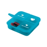 Pill box as a customer gift for pharmacies light blue colour image with logo 4